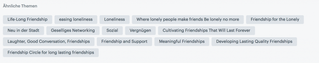 Meetup Group Keywords